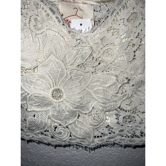LF Native Rose Cream Silk & Lace Off The Shoulder Crop Top Women's Size 8 NWTS X - Picture 4 of 11